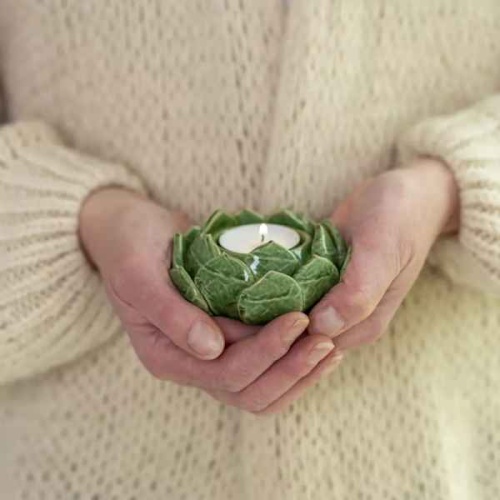 Artichoke Tea Light Holder Green by Grand Illusions